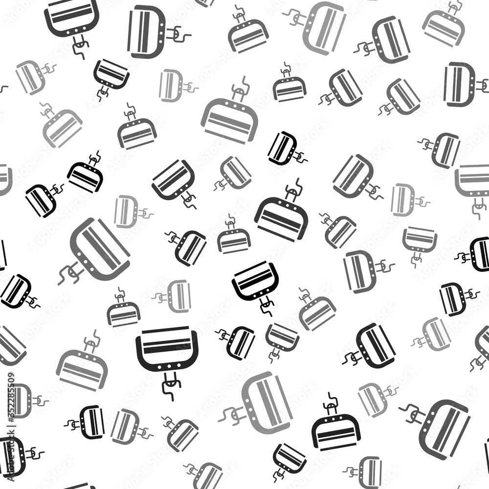 Black Ski lift icon isolated seamless pattern on white background. Vector Black Ski lift icon isolated seamless pattern on white background. Vector