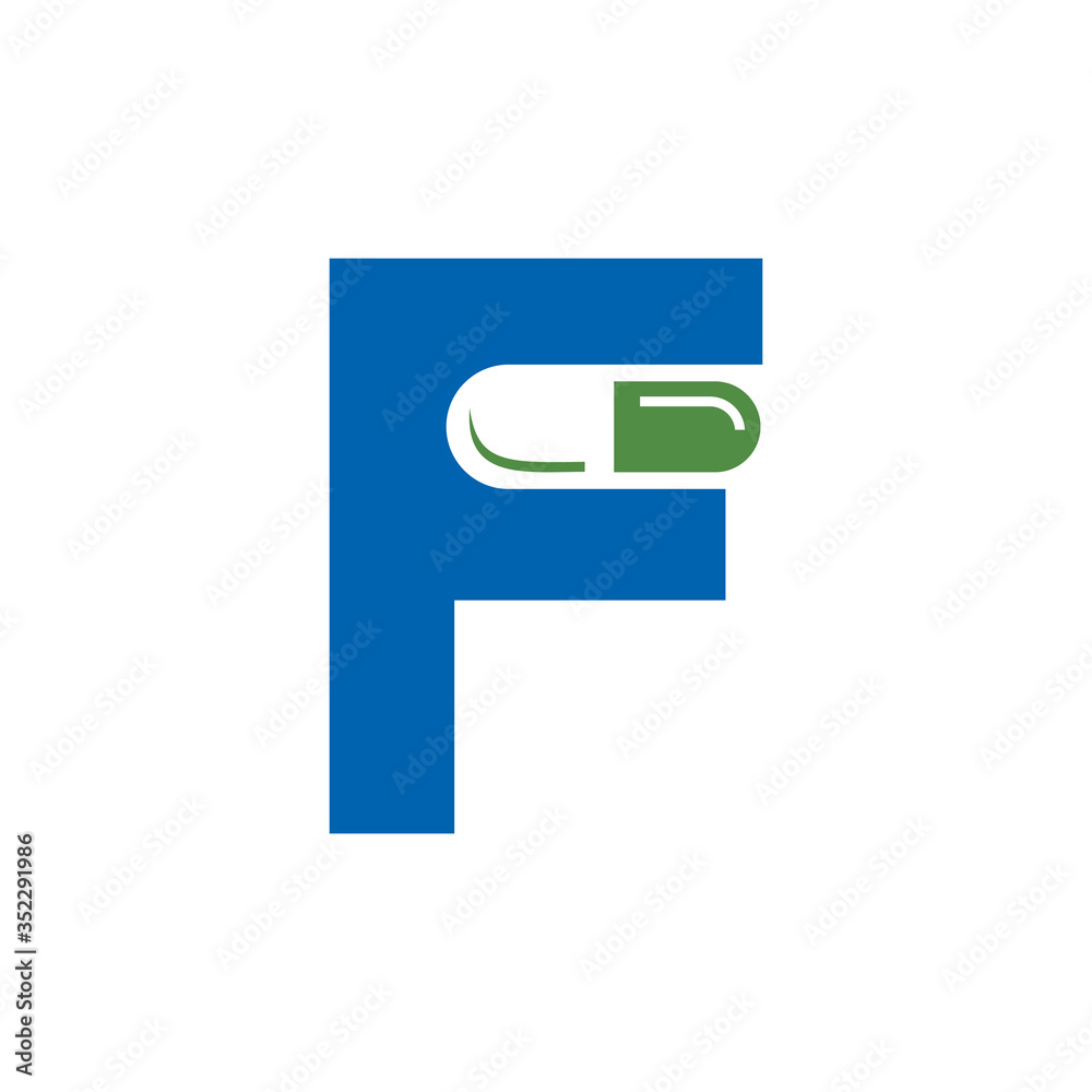 Letter F Pill or Capsule Logo Design. Initial Geometric Medicine Vector Graphic. Letter F Pill or Capsule Logo Design. Initial Geometric Medicine Vector Graphic.