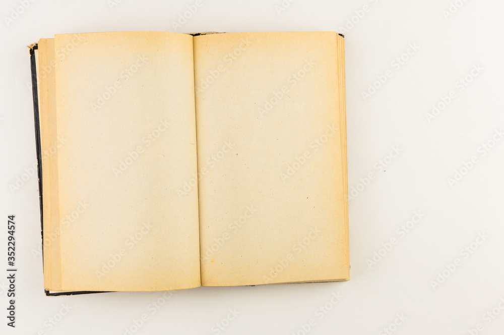 open old book on white background. Top view