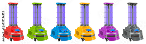 Set of UV disinfection robots, 3D rendering
