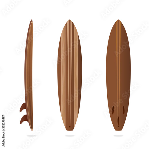 Vintage wooden surfboard with side and back view. To see the other vector surfboard illustrations , please check Surfboards collection.