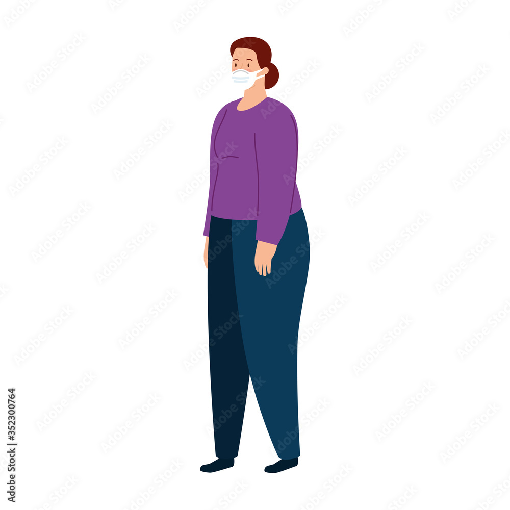 woman using medical protective mask against covid 19 vector illustration design woman using medical protective mask against covid 19 vector illustration design