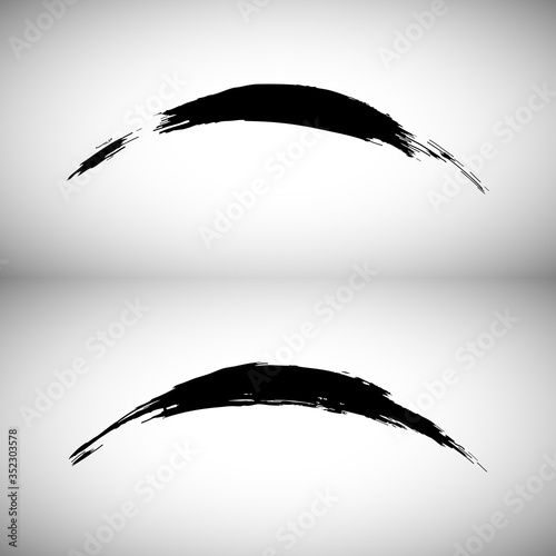 Vector black line, grunge brushstrokes with ink paint, handmade design elements