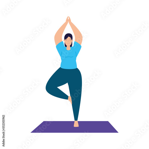 woman practicing yoga exercise, healthy lifestyle vector illustration design