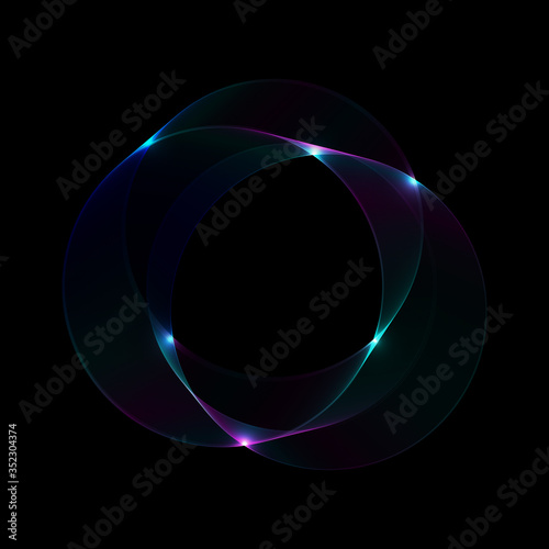 Vector abstract color glowing circle on a black background