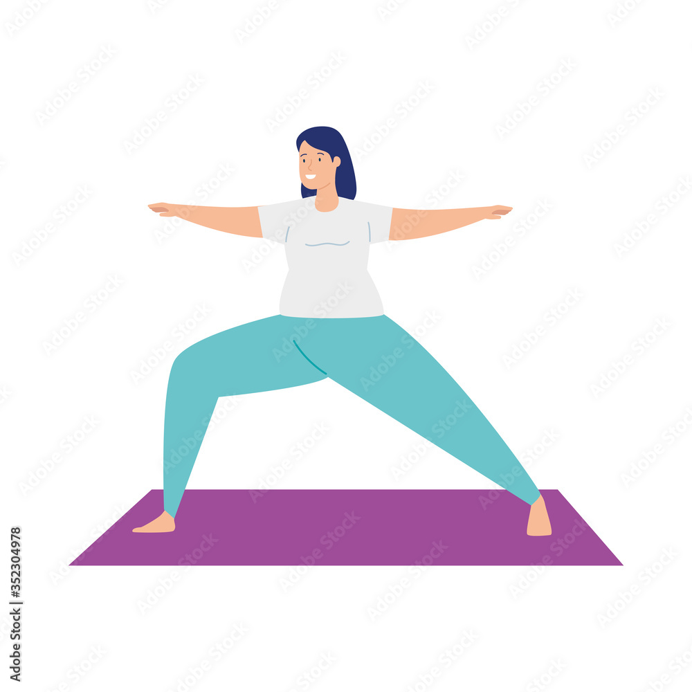 Fototapeta premium woman practicing yoga exercise, healthy lifestyle vector illustration design