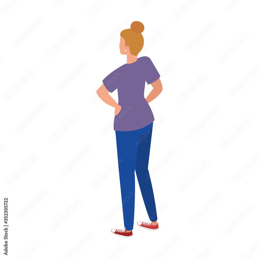 back view of young woman on white background vector illustration design back view of young woman on white background vector illustration design