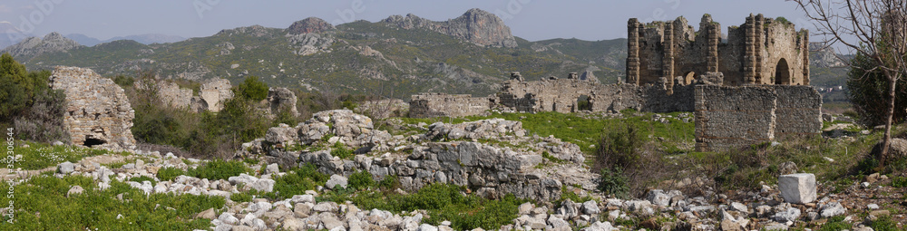 Panoramic view of the Aspendos, ancient city near Antalya, Southern Turkey. Panoramic view of the Aspendos, ancient city near Antalya, Southern Turkey.