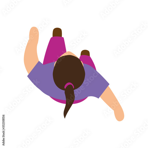 view aerial, young woman on white background vector illustration design