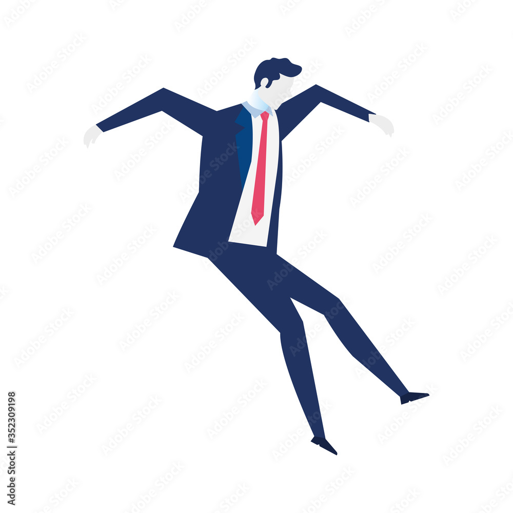 young businessman falling, wearing working outfit vector illustration design