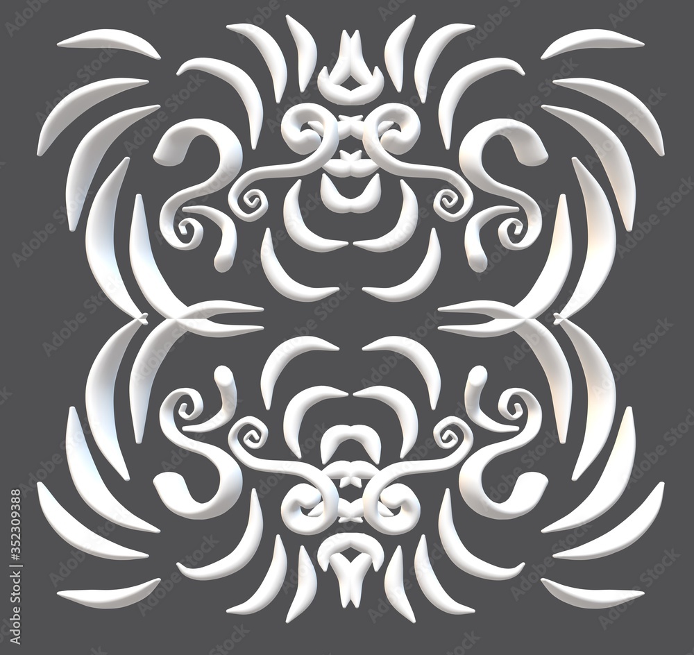 3d abstract ornament gray background