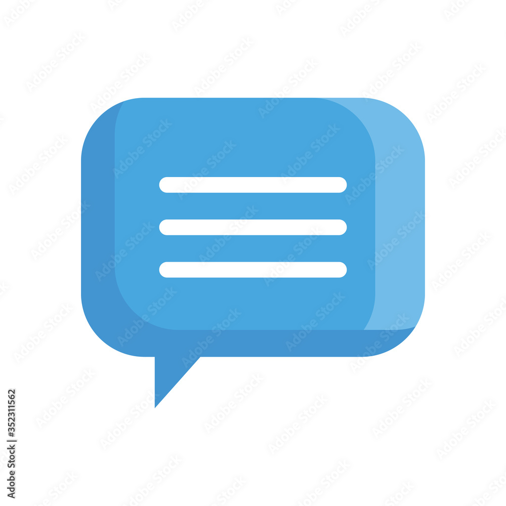 chat message in speech bubble, on white background in rectangle shape vector illustration design
