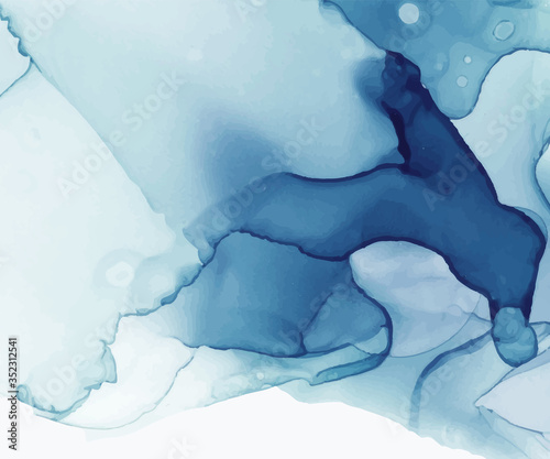 Blue ink texture. Abstract hand painted background. Fluid art painting design. Trendy wallpaper.
