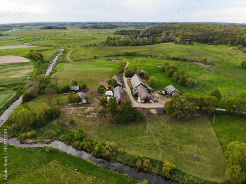 Beautiful view of rural area in Kraziai, Lithuania photo