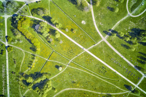 Paths in the green summer p...