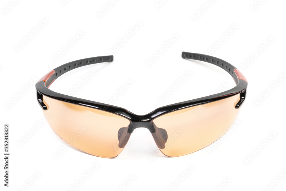 Safety glasses for athletes and workers, isolated on a white background