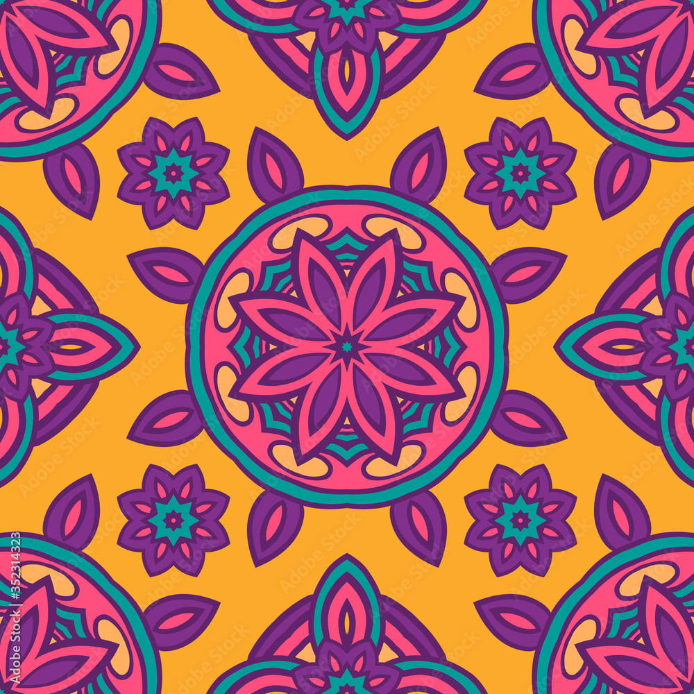 Abstract seamless geometric pattern background ethnic mandala art textile Abstract seamless geometric pattern background ethnic mandala art textile