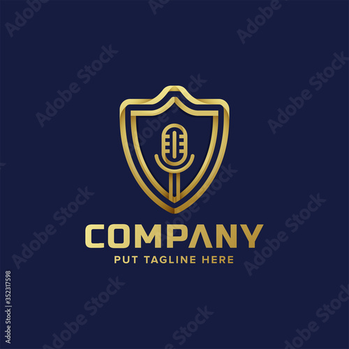 podcast radio microphone logo template for company