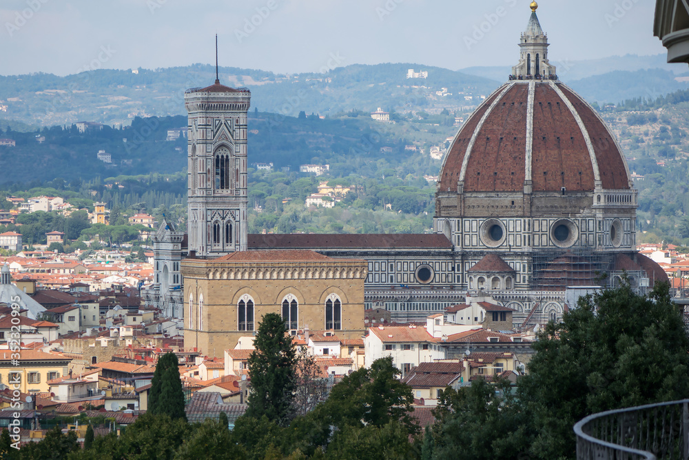 Santa Maria del Fiore from a distance from a hill