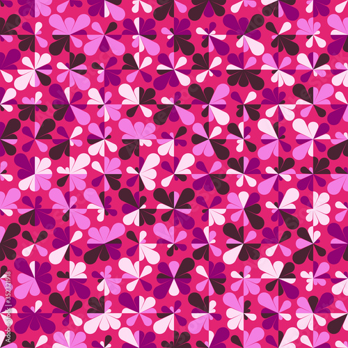 Vector seamless pattern tiles in pink color with flowers.
