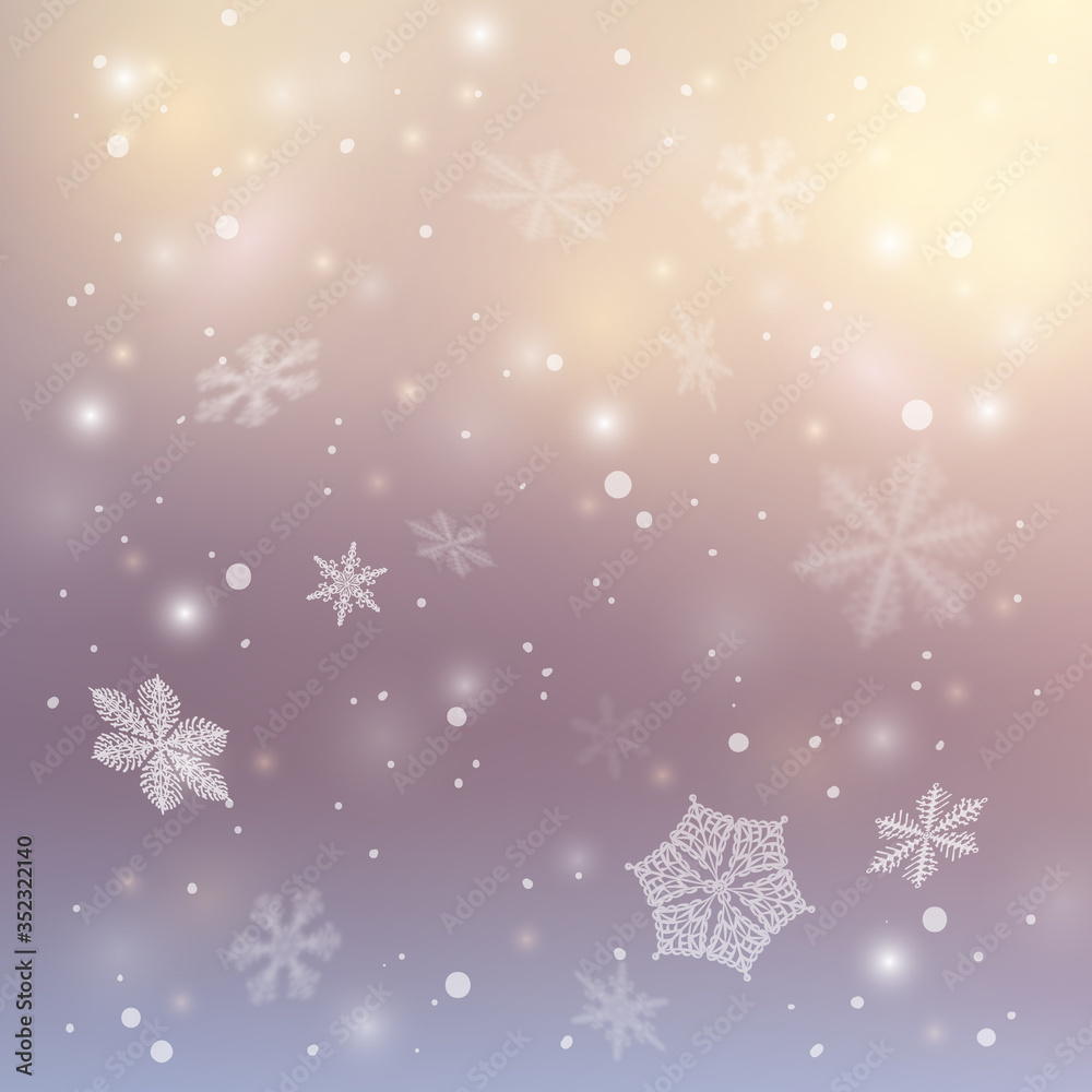 Merry Christmas and Happy New Year template.  Seasonal holidays .Winter day. Christmas background with snow. EPS 10