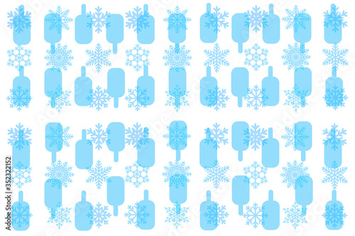 Ice cream. Background with ice cream and snowflakes. Ice cream packaging.