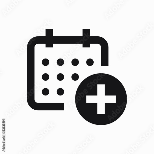 Сalendar with plus line vector minimalistic icon. Date symbol. Appointment day icon for web design. Modern flat organizer icon for app design. Business meeting sign minimal flat linear icons