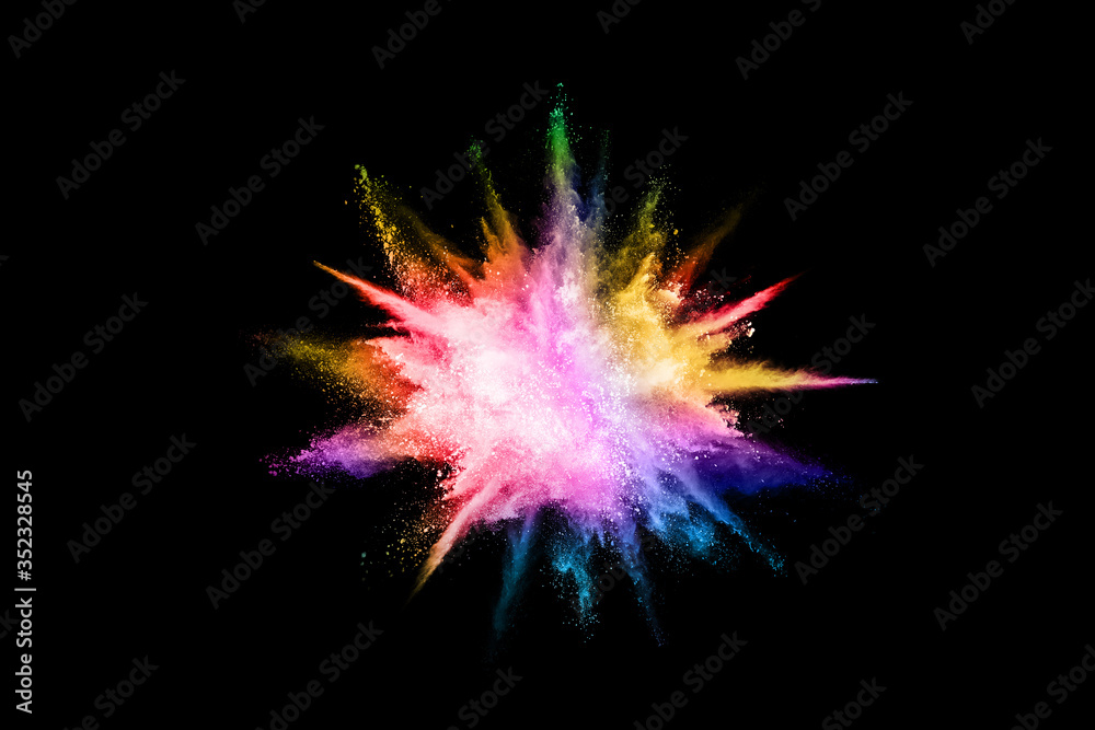 abstract colored dust explosion on a black background.abstract powder splatted background,Freeze motion of color powder exploding/throwing color powder, multicolored glitter texture. abstract colored dust explosion on a black background.abstract powder splatted background,Freeze motion of color powder exploding/throwing color powder, multicolored glitter texture.