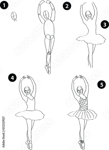 фотографія Drawing learn step by step tutorial techniques people occupations set with professions jobs business working trade career province for kids workbook isolated background
