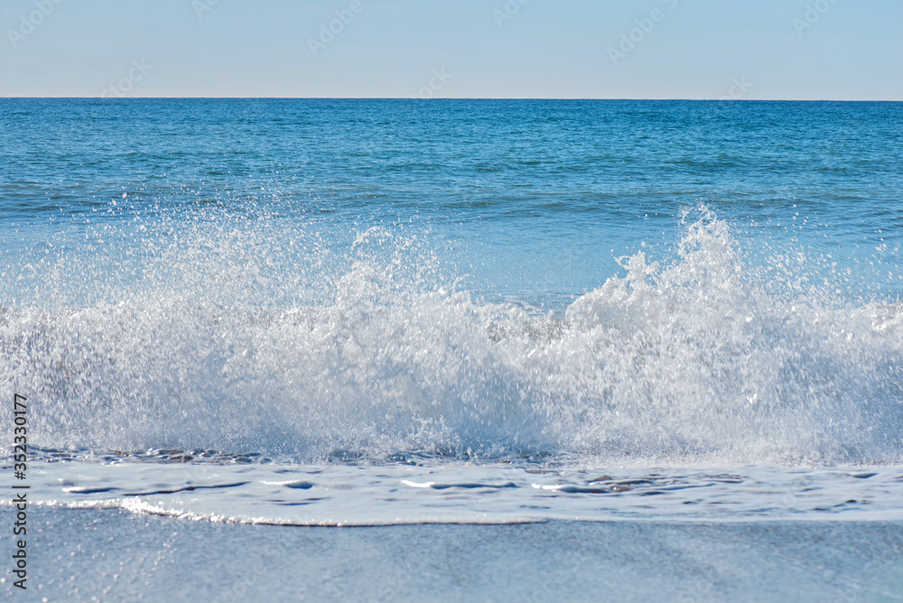 Fototapeta premium High waves and water splashes in Andalusia, Spain