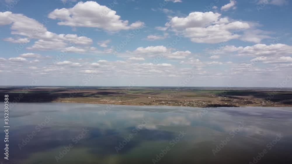 clouds over lake panoramic view