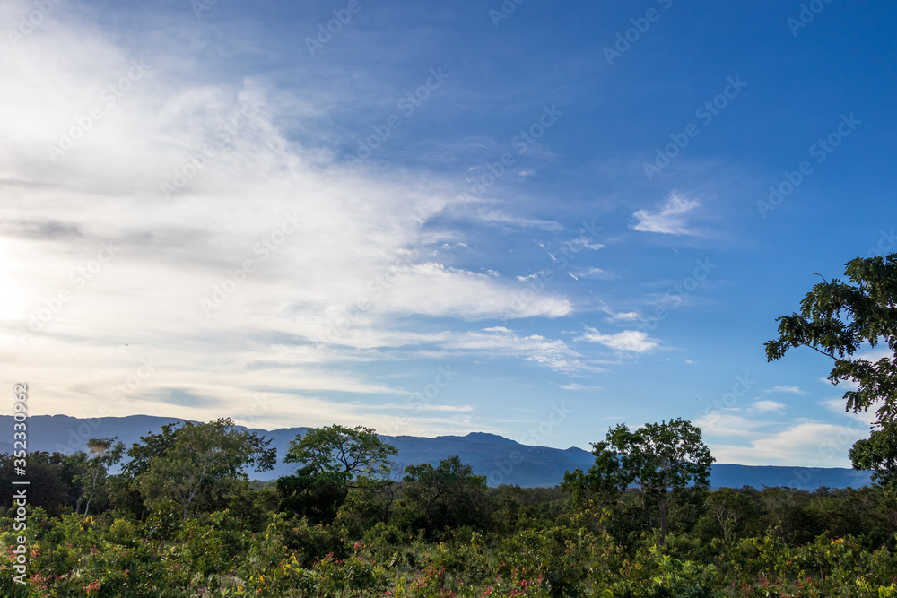 Montanhas no meio do cerrado em Cavalcante, Goiás, Brasil.