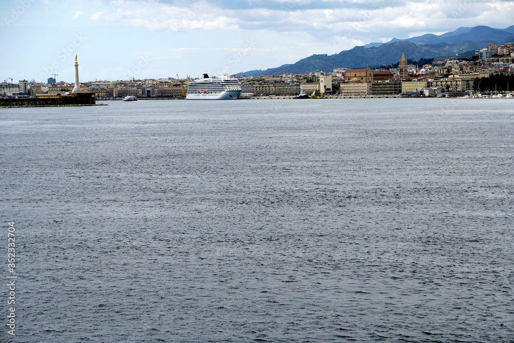ferry boat arrival at harbor of Messina 