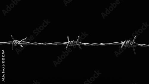 Imprisoned concept. Barbed wire strands as background (Black and White)