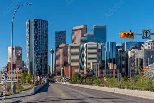 View of Calgary s skyline on a beautiful spring morning. 