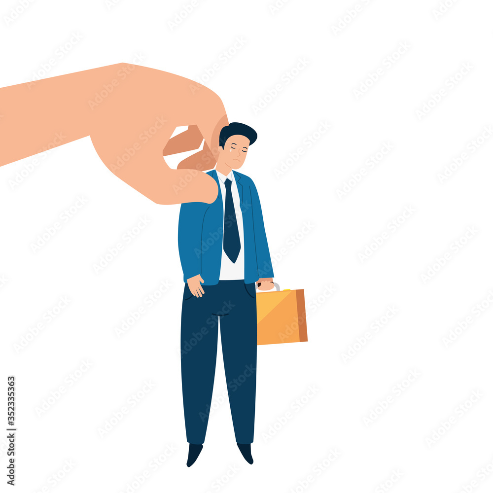 hand throws businessman, you are fired on white background vector illustration design hand throws businessman, you are fired on white background vector illustration design
