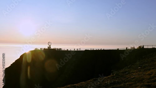 Timelapse; Northcape; Norway with Tourists and Lensflare