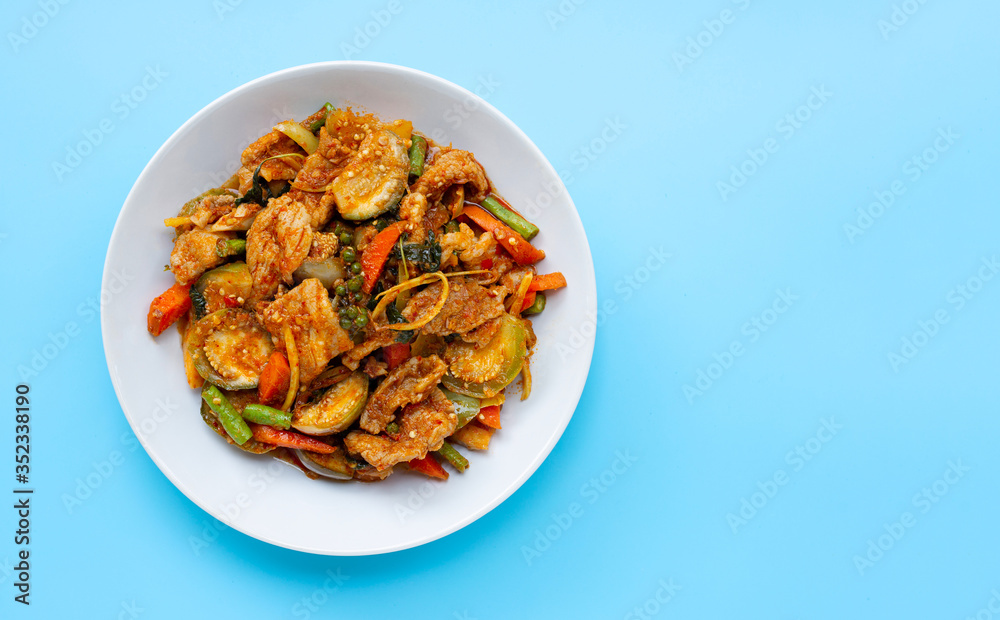 Thai food, Spicy stir-fried pork with herbs Thai food, Spicy stir-fried pork with herbs