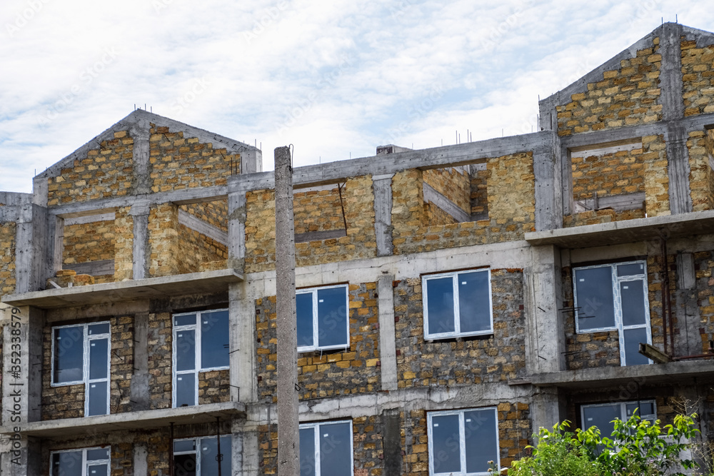 Obraz premium limestone houses. Building material is limestone.