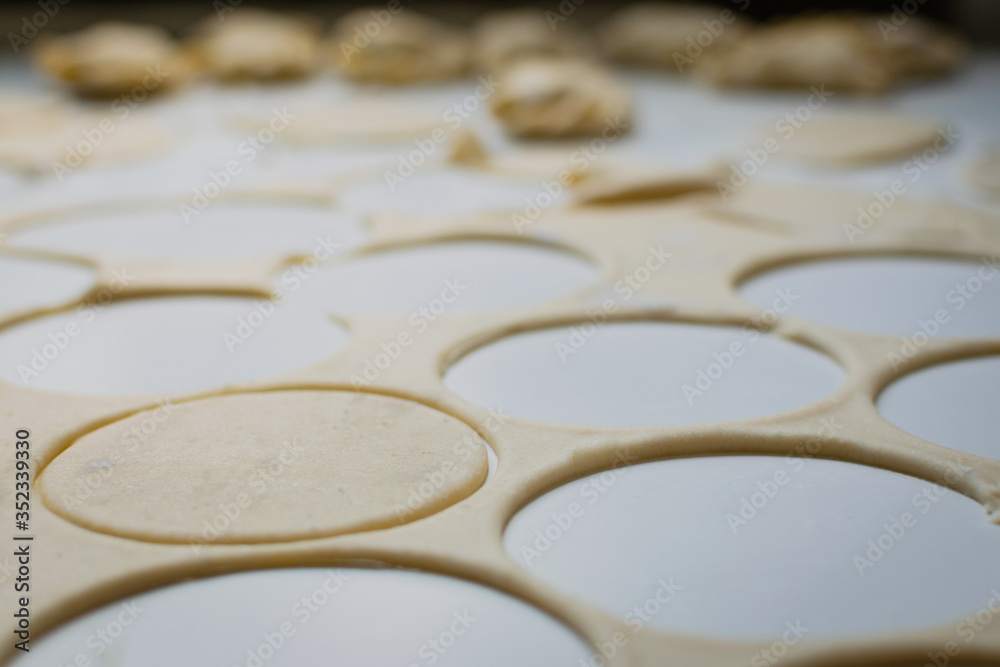Obraz premium Traditional polish dumplings (called pierogi ruskie) filled with potatoes and cottage cheese.