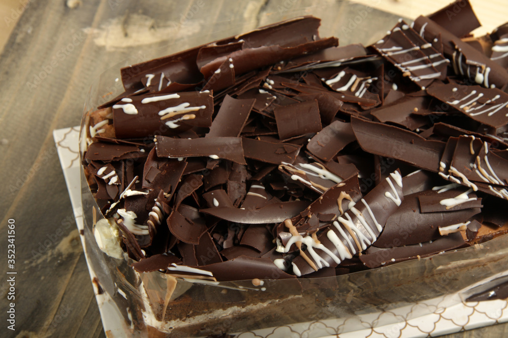 Brownies cake with shaved cocholate topping Brownies cake with shaved cocholate topping