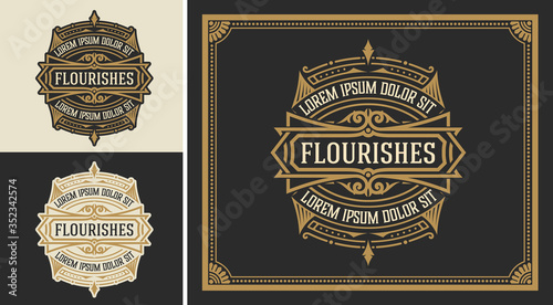 Vintage Logo or Banner Layout with ornamental elements