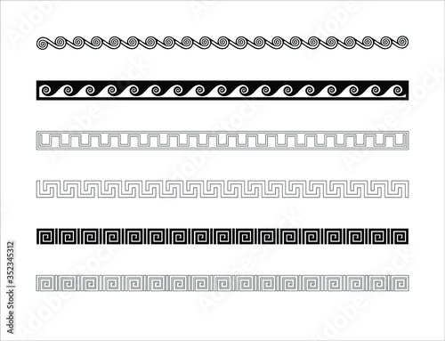 Set of greek key design elements, vintage border decor, simple text delimiters, set of decorative dividers for your projects
