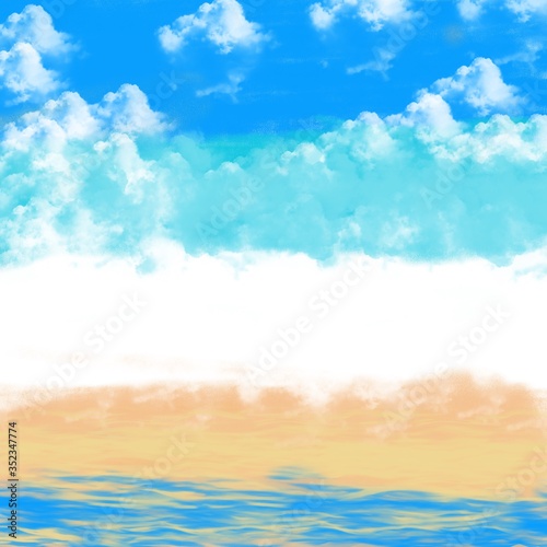 blue sky and sea illustration summer time background