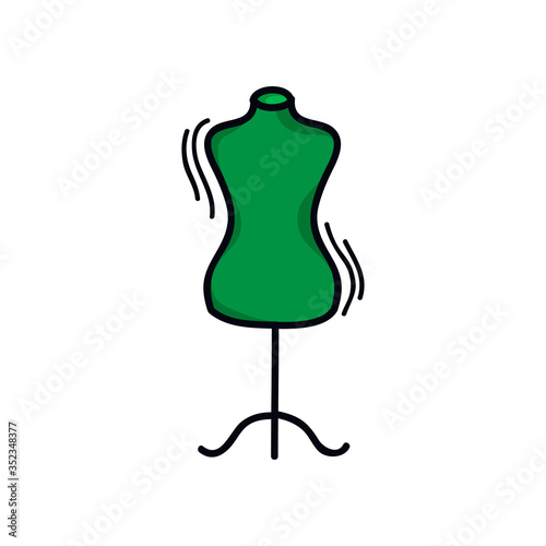 sewing mannequin doodle icon, vector illustration