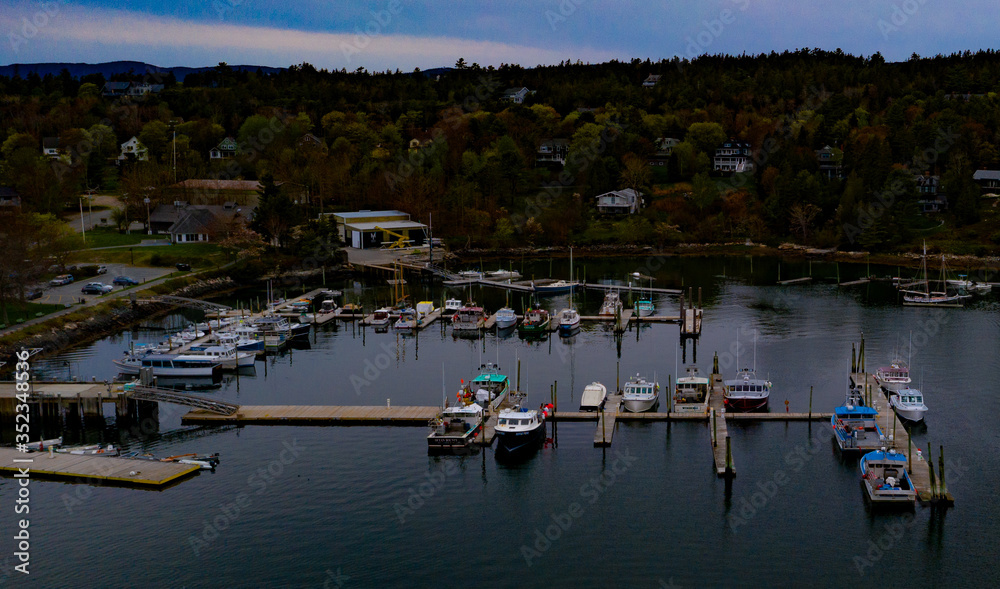 Boats in Northeast Harbor Bar Harbor Maine in spring time Boats in Northeast Harbor Bar Harbor Maine in spring time
