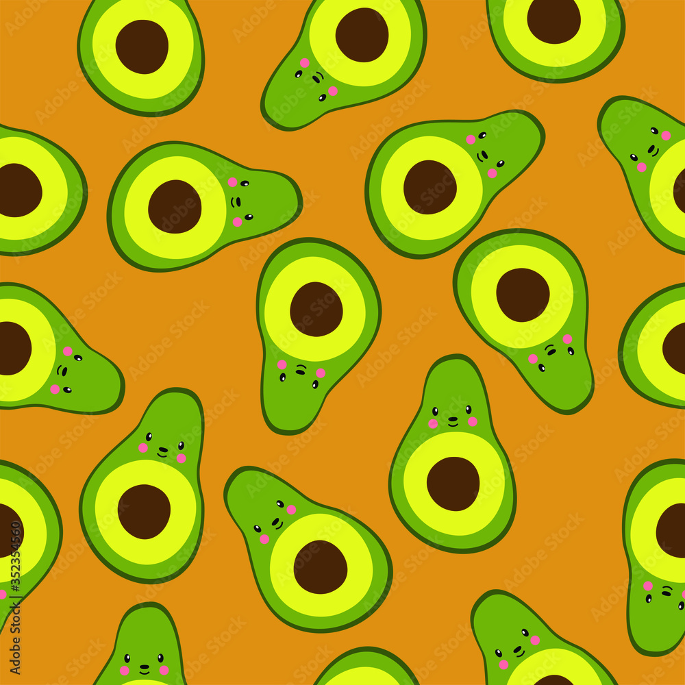 Cute Cartoon Avocado Kids Pattern Seamless Cute Cartoon Avocado Kids Pattern Seamless