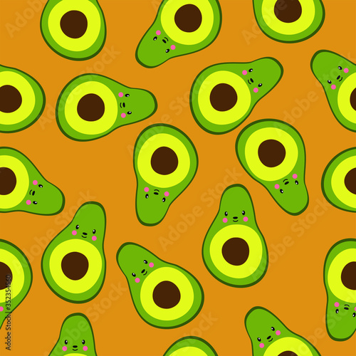Cute Cartoon Avocado Kids Pattern Seamless