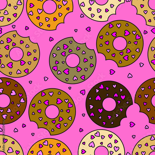 Cute Cartoon Donuts Kids Pattern Seamless