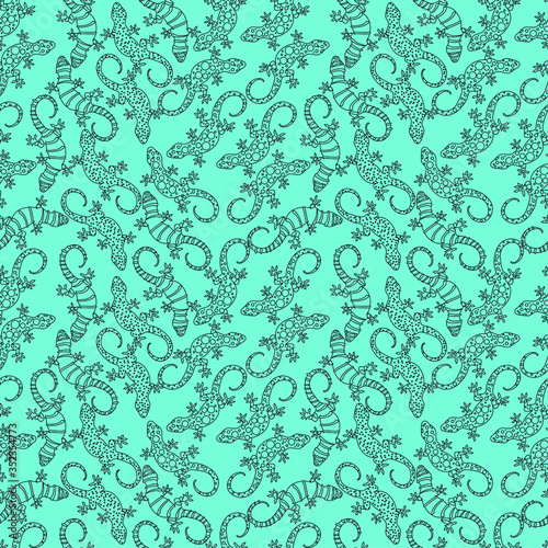 Cute Neon Lizard Kids Pattern Seamless